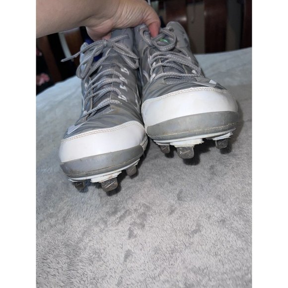 NIKE Swingman MVP 2 Mid Metal Baseball Cleats Gray/White 616258-011 Size 12 - Picture 4 of 12